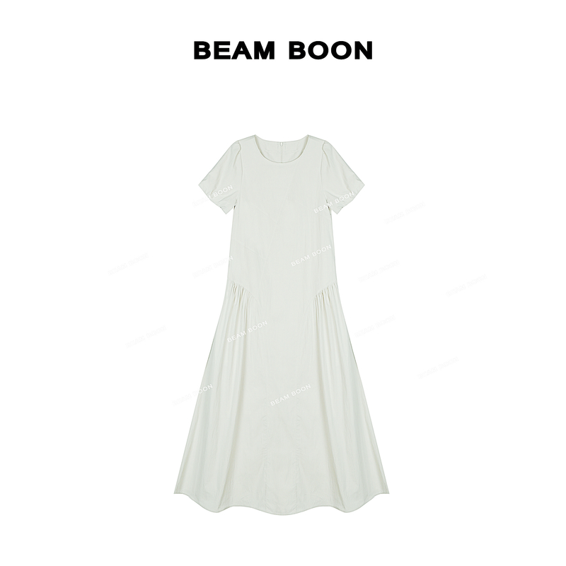Beam Boon【琼瑶裙】气质甜美立裁泡泡袖拼接褶皱显瘦连衣裙