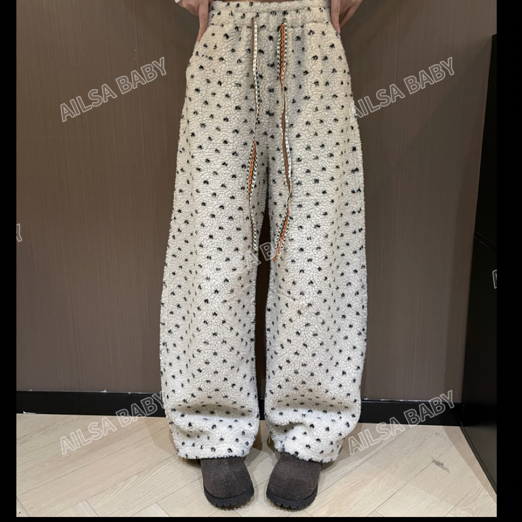 【AILSA BABY】欧货泡菜国代购款松紧腰波点摇粒绒弯刀裤/112150A