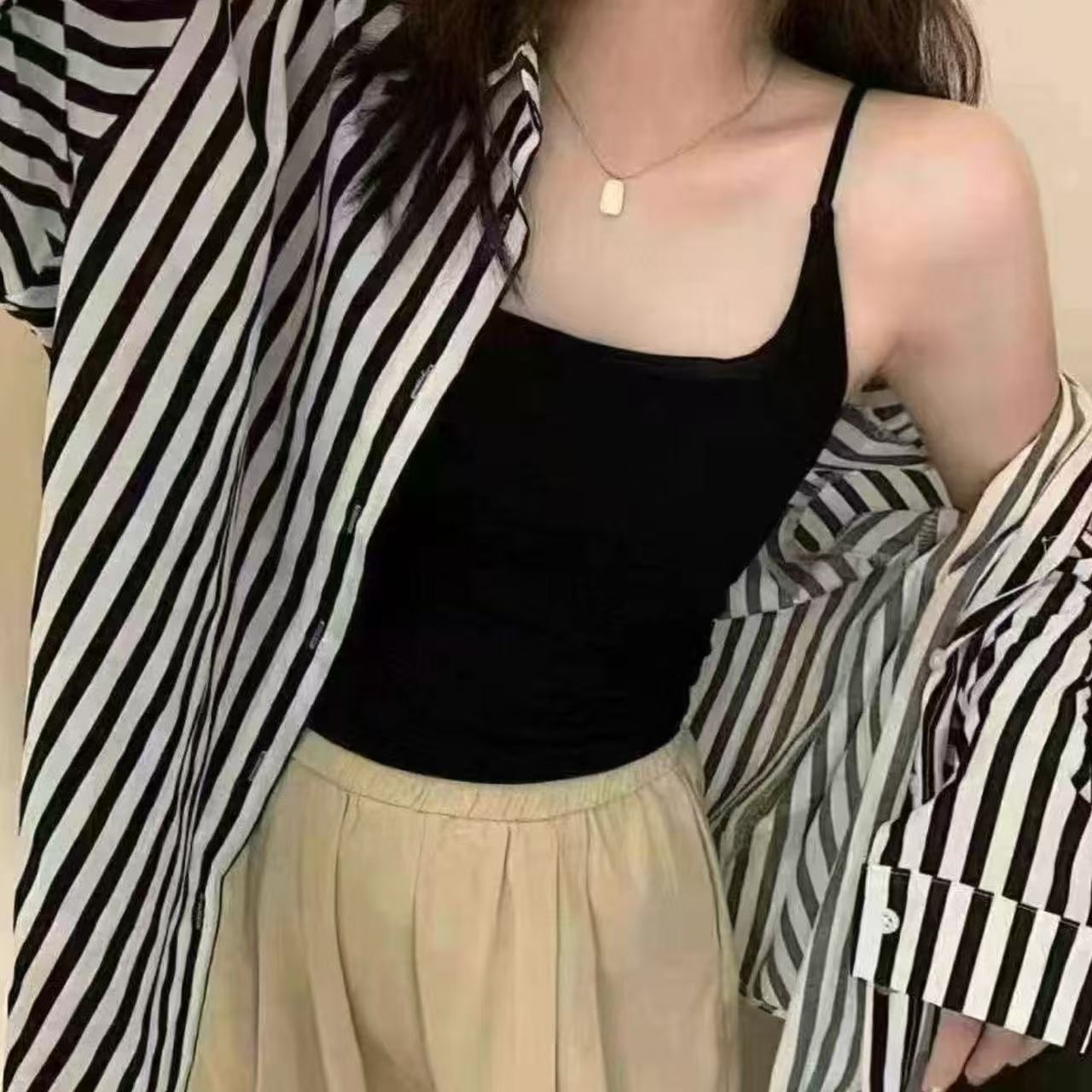 白家【日常必备】纯色新款带胸垫舒适感四季款温柔百搭吊带背心702