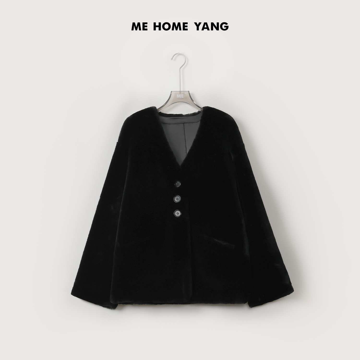 ME【延续经典】西班牙进口美利奴羊皮毛一体V领高端皮草MEQA3710