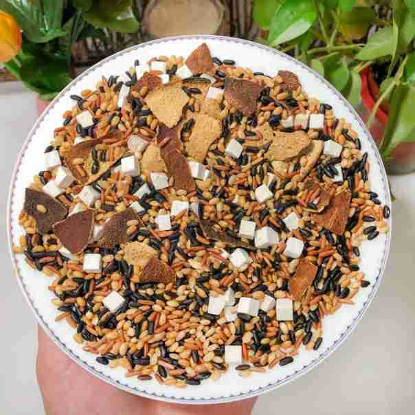 陈皮茯苓三色炒米茶  陈皮炒米茶 陈皮茯苓炒米红米黑米茶 