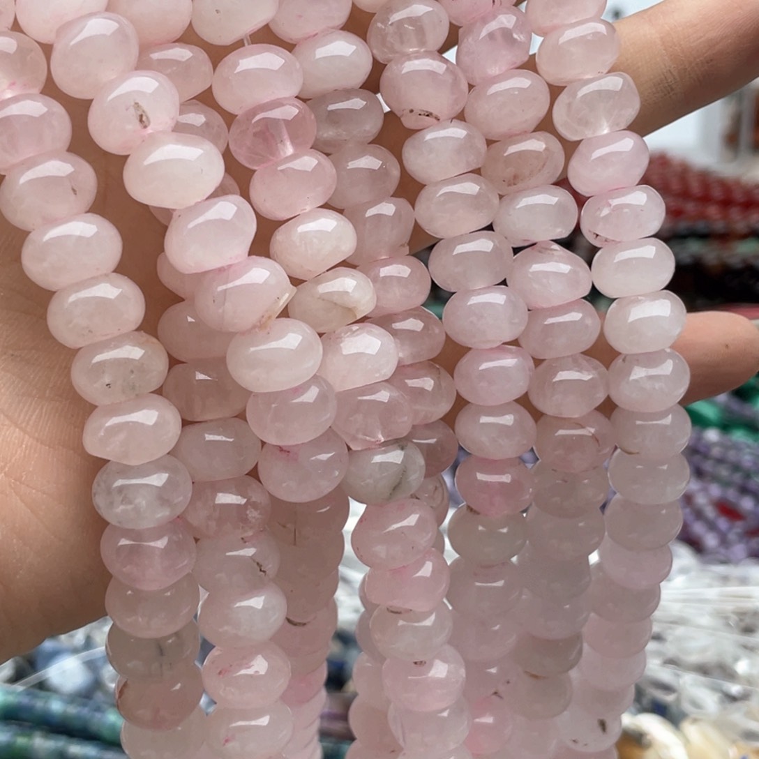 玛瑙/玉髓合金珠宝半成品一条装卡10粉水不规则算盘珠