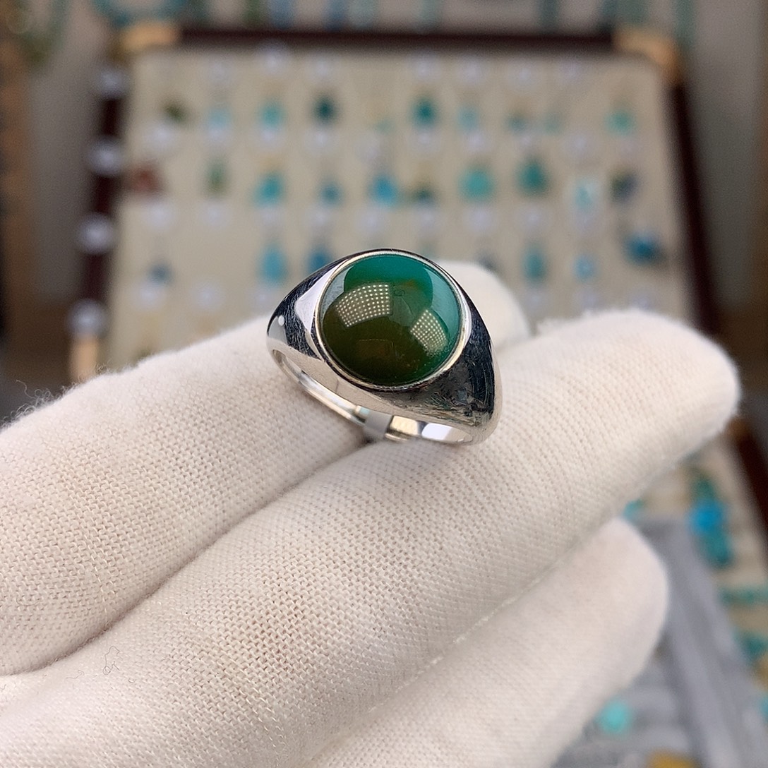 绿松石银S925镶嵌戒指