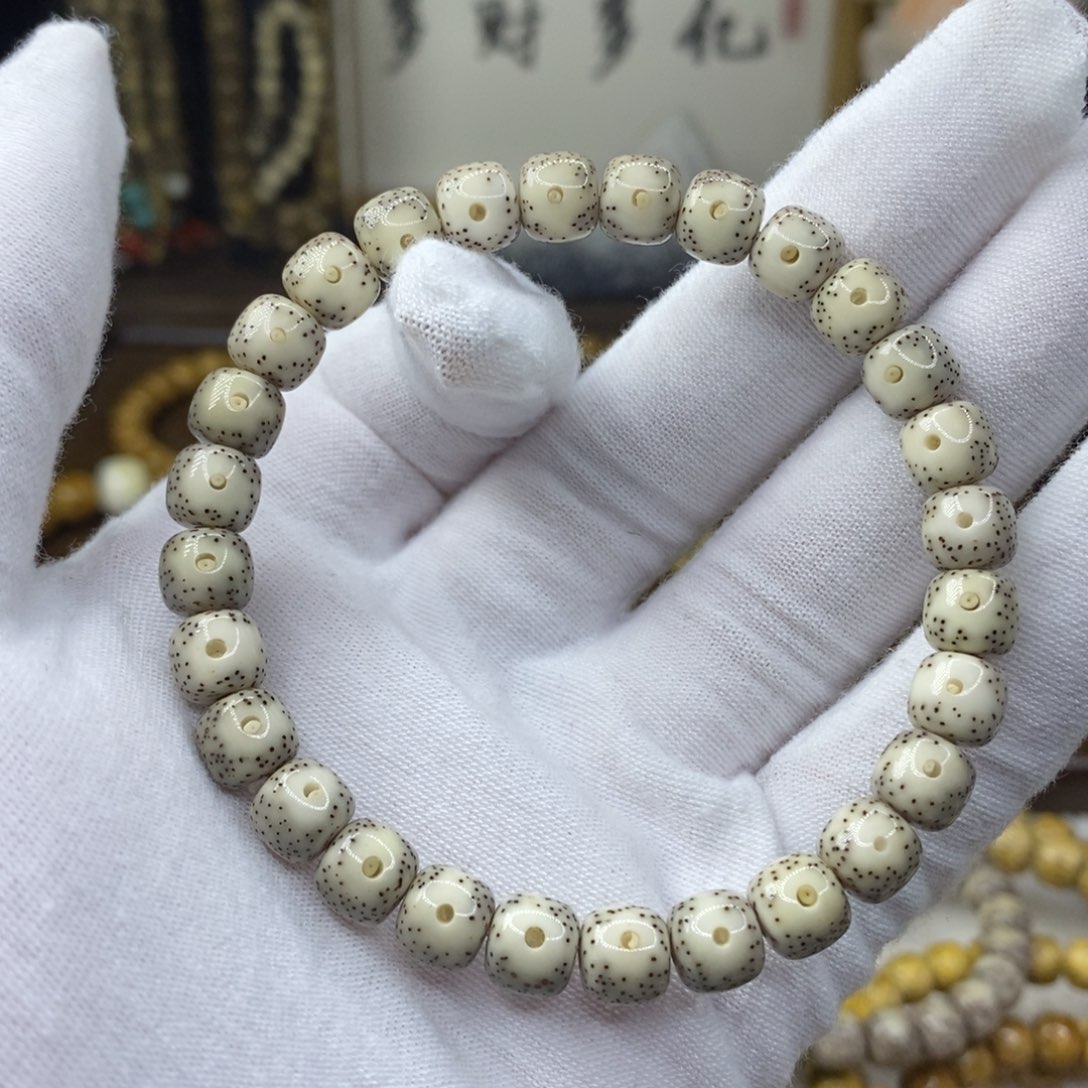 星月菩提手串单金款8/7瓷白大眼睛月朗星稀