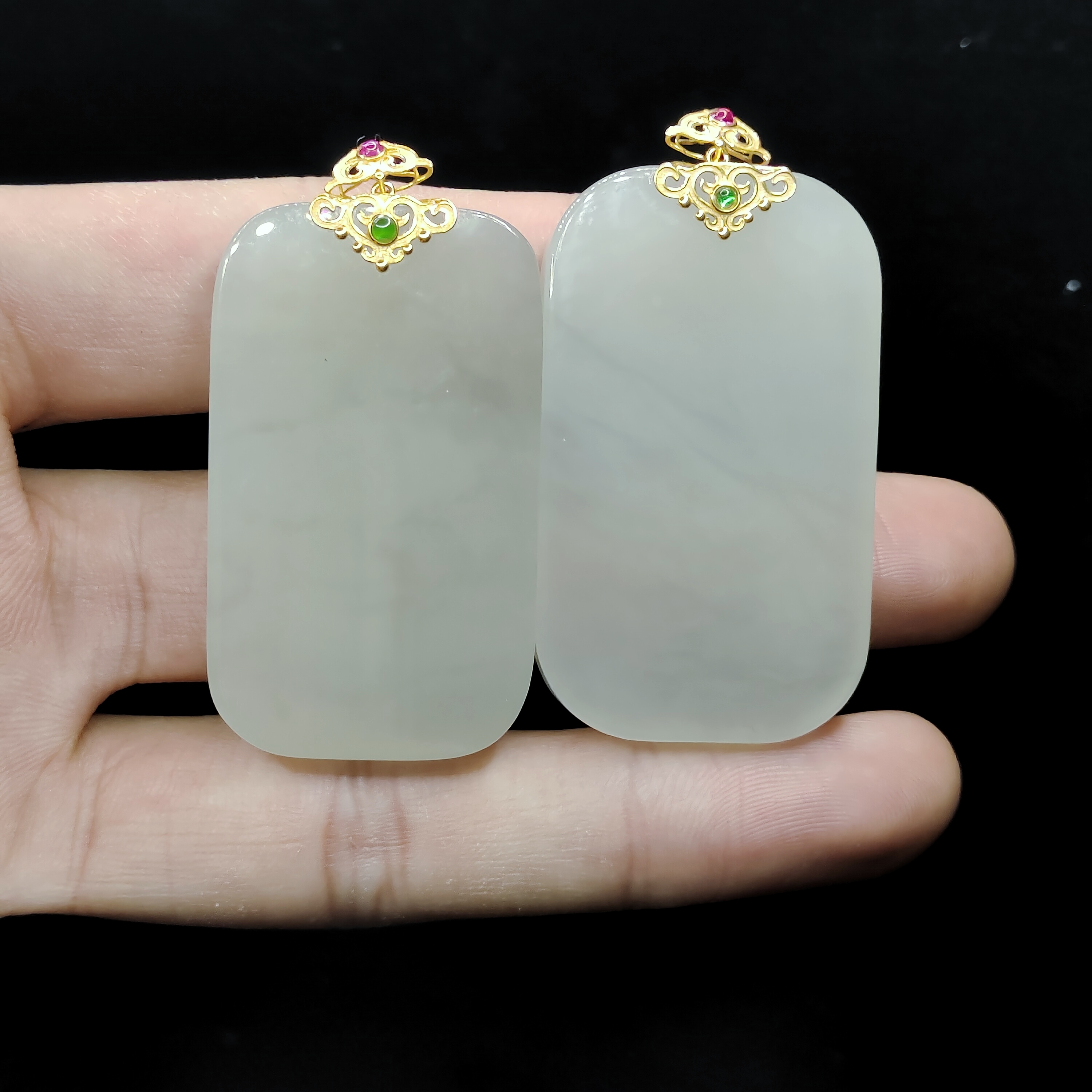 18k金和田玉无事牌吊坠赠高货绳YC9【多样性发其一】约45-27-5mm