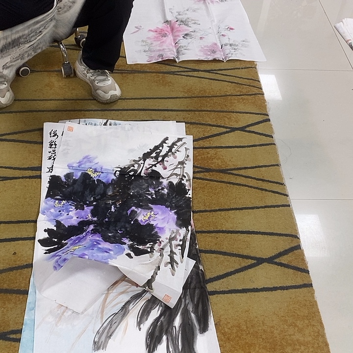锦***程国画放漏作品手绘画芯