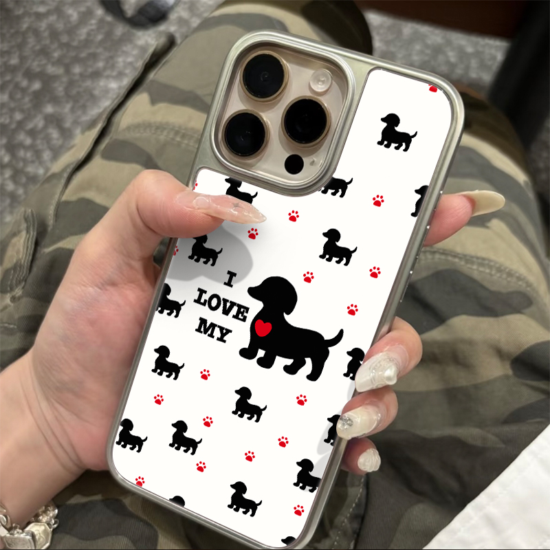 白底满屏黑狗红爪印适用iPhone苹果11promax手机壳14pro全包12潮