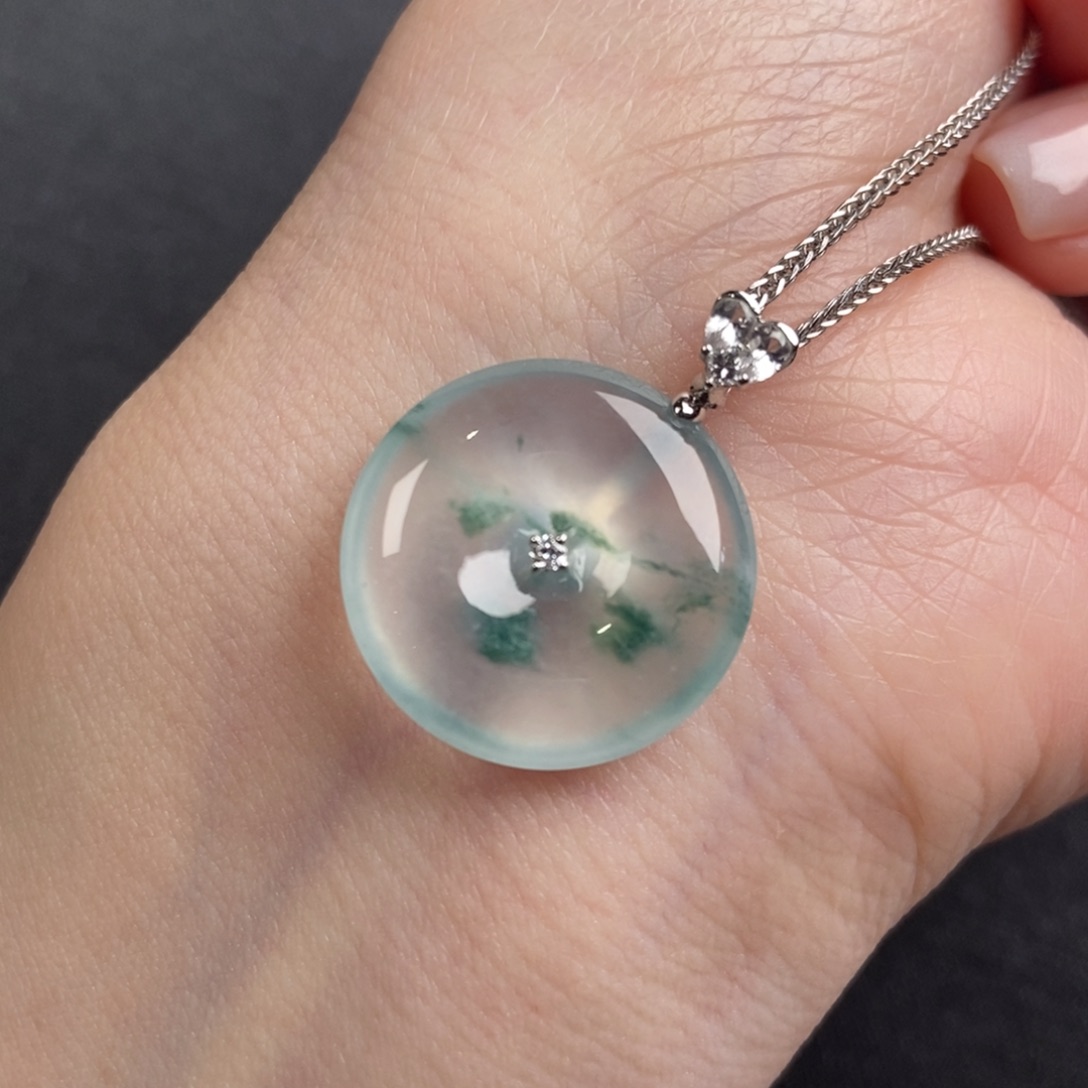 翡翠颈饰18K金镶嵌19.7-4.7