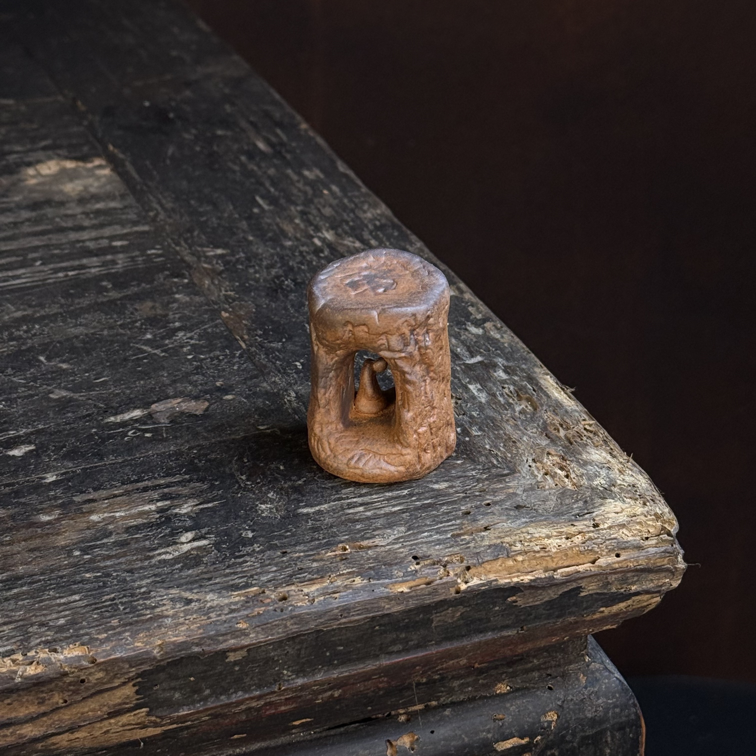 小黑原矿老岩泥盖置复古禅意手作老岩泥盖置盖托茶道实用配件