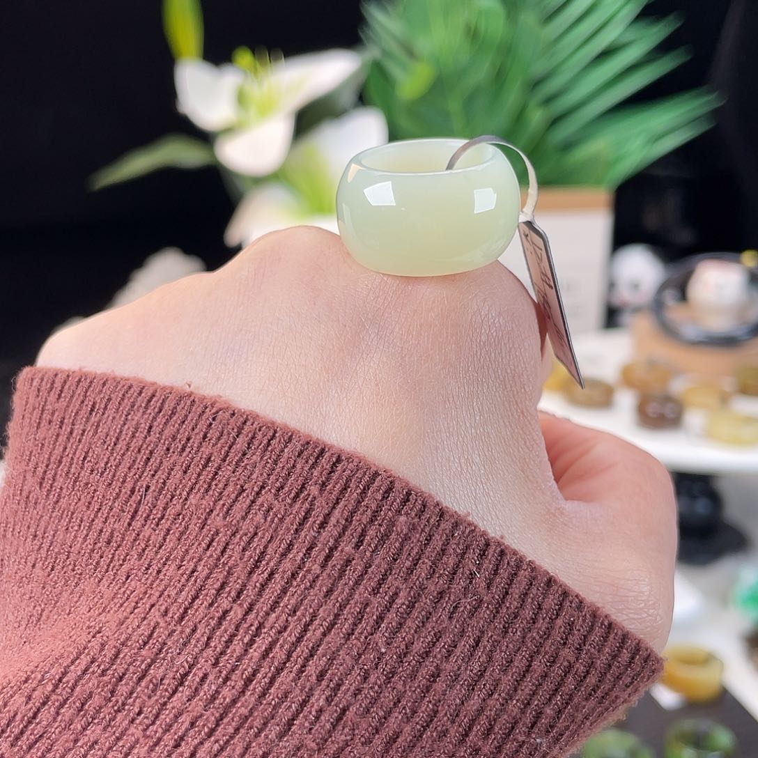 和田玉未镶嵌戒指E156布丁墩墩16.2