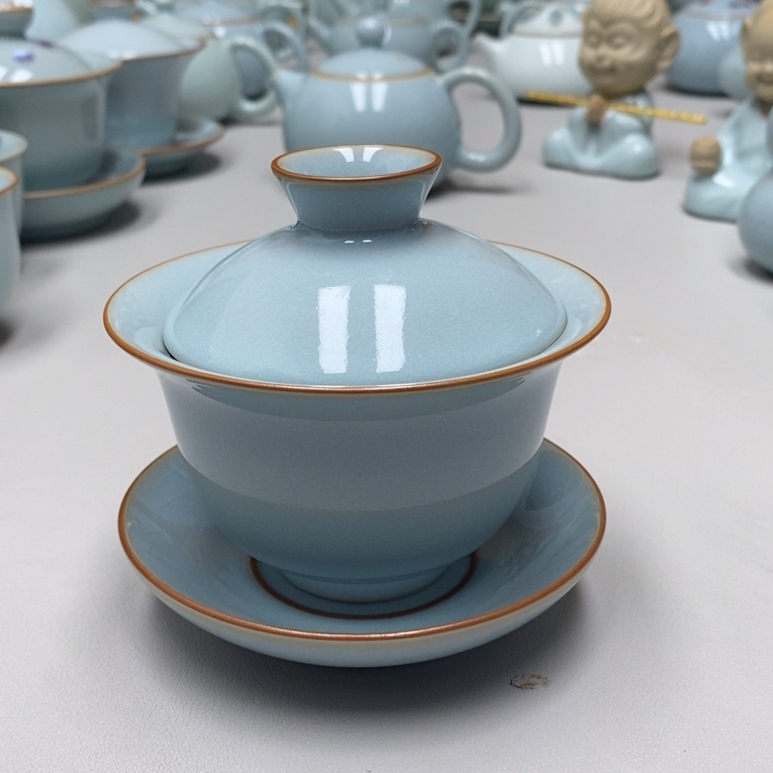 微瑕元宝盖碗无礼盒