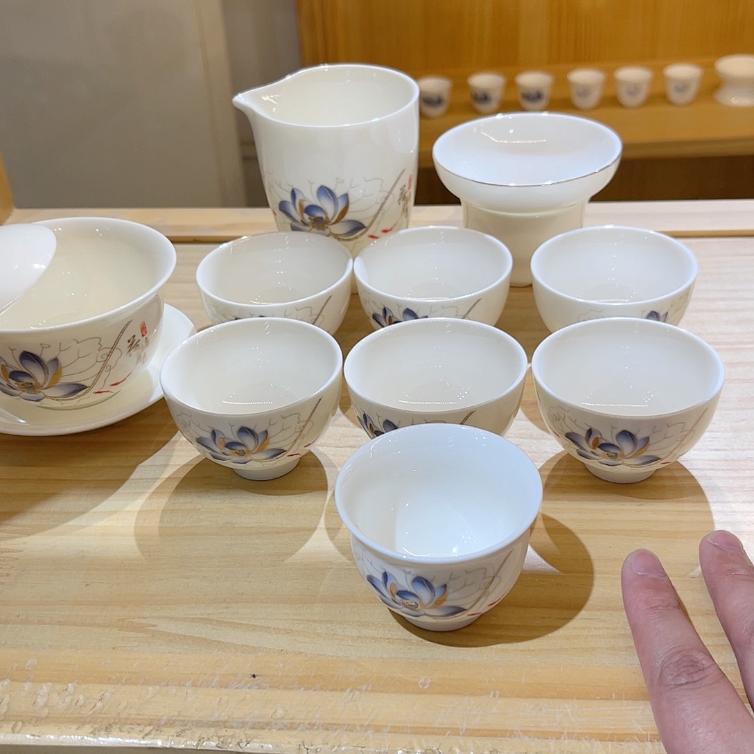 杯玄致羊脂玉瓷茶具套装