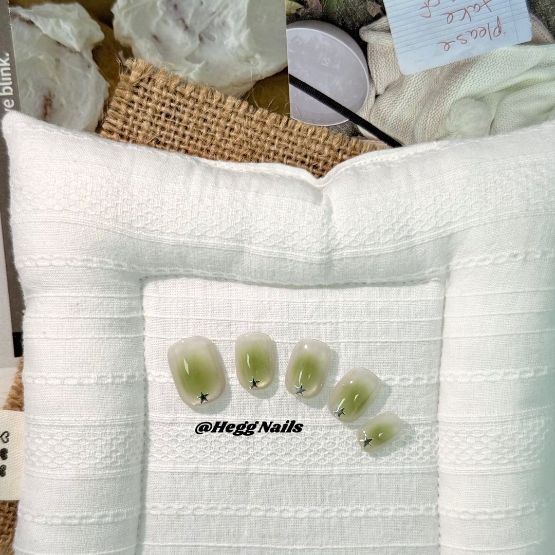 【青提】青提色显白纯手工猫眼穿戴甲清新高级美甲贴片