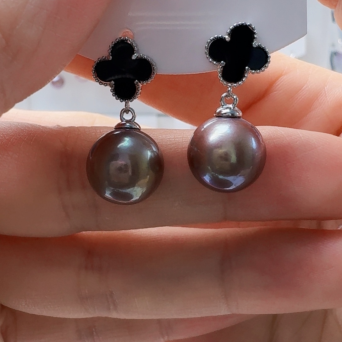 淡水珍珠耳饰银S925镶嵌