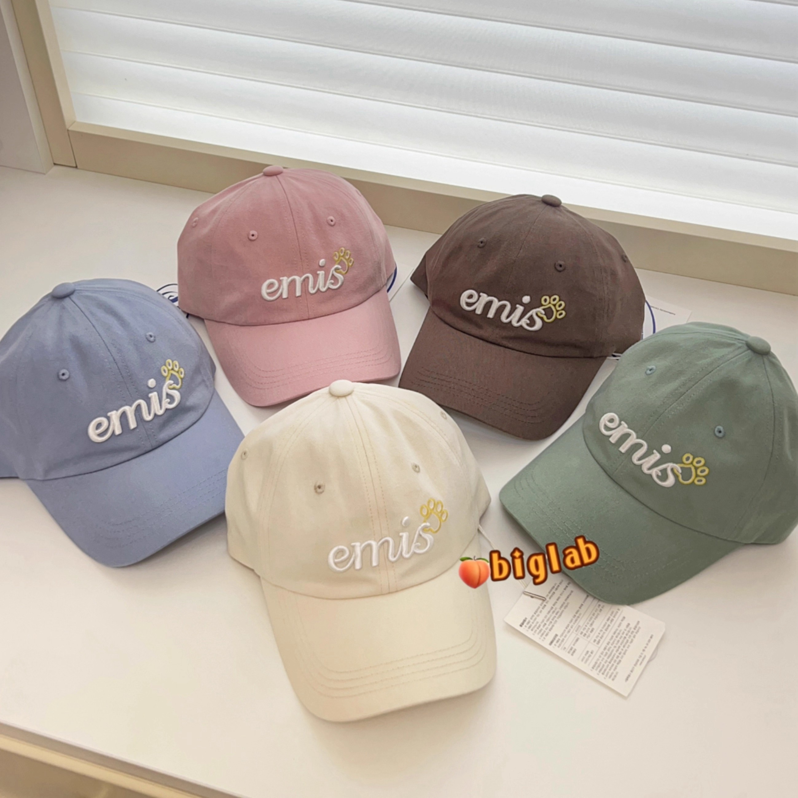 韩国emis正品棒球帽男女情侣同款软顶弯檐狗爪款潮牌鸭舌帽学生