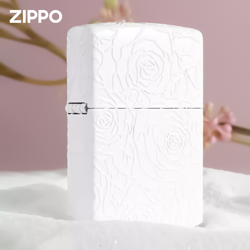 ZIPPO/之宝打火机纯白花嫁玫瑰花纹防风打火机送男友七夕生日礼物