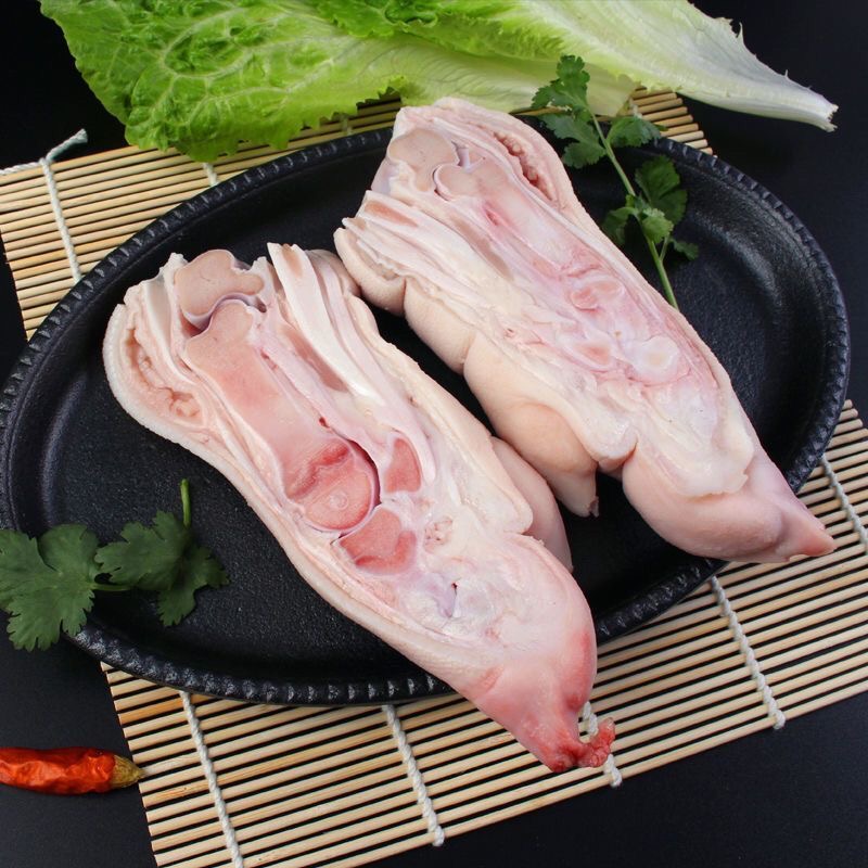 新鲜原切大猪蹄 单只1斤多一只 猪蹄对半劈开 去毛除腥加卤料包