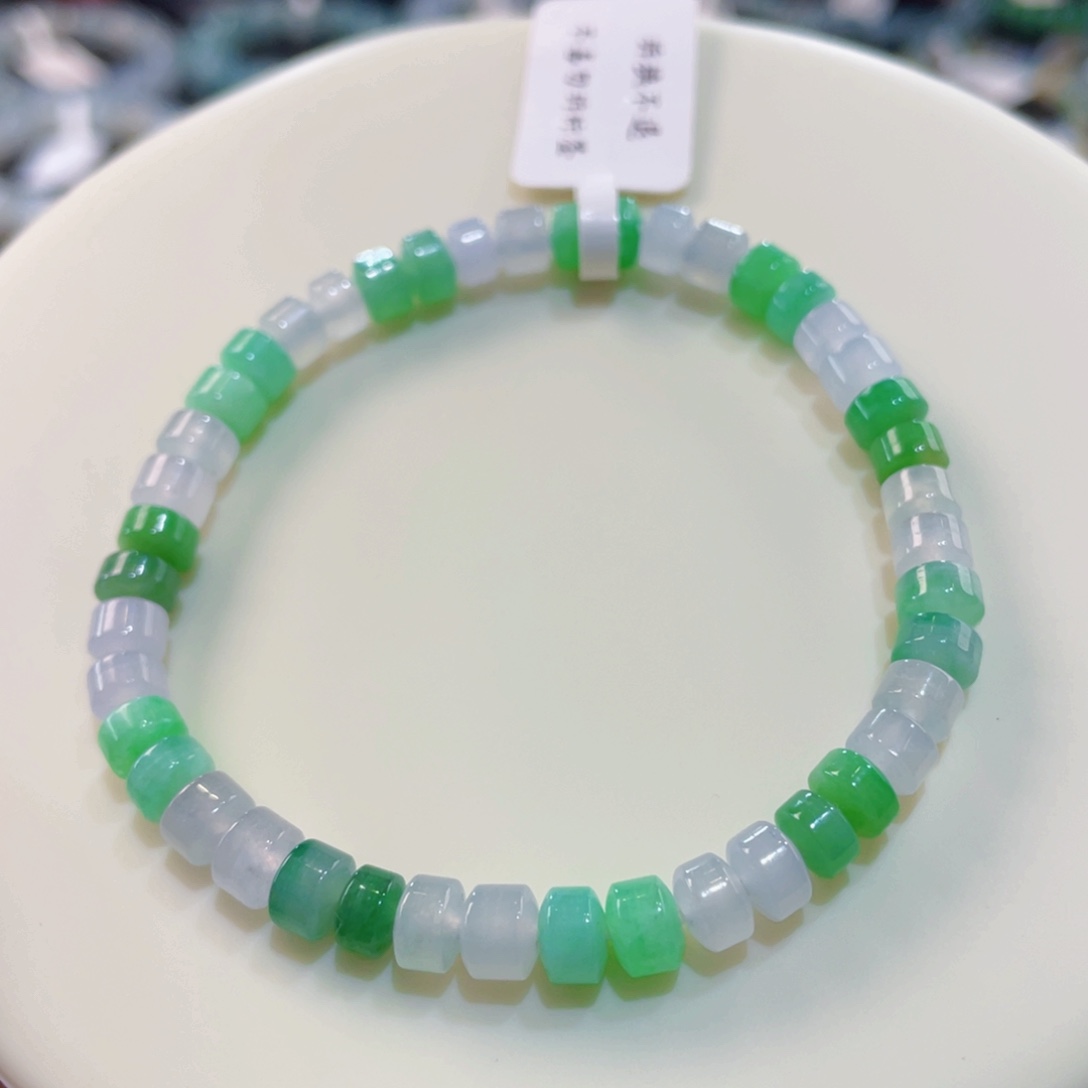 未镶嵌手链翡翠甜绿桶珠