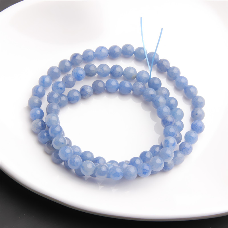 蓝舒星际蓝6MM玉华圆珠手链 K0025 多样性发一