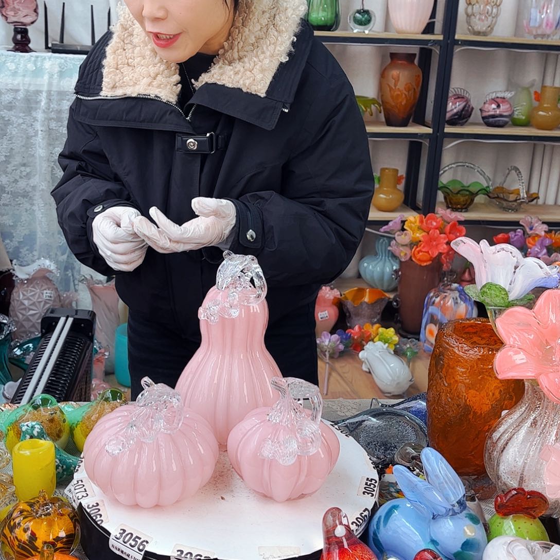 粉南瓜3个家悦琉璃工艺品