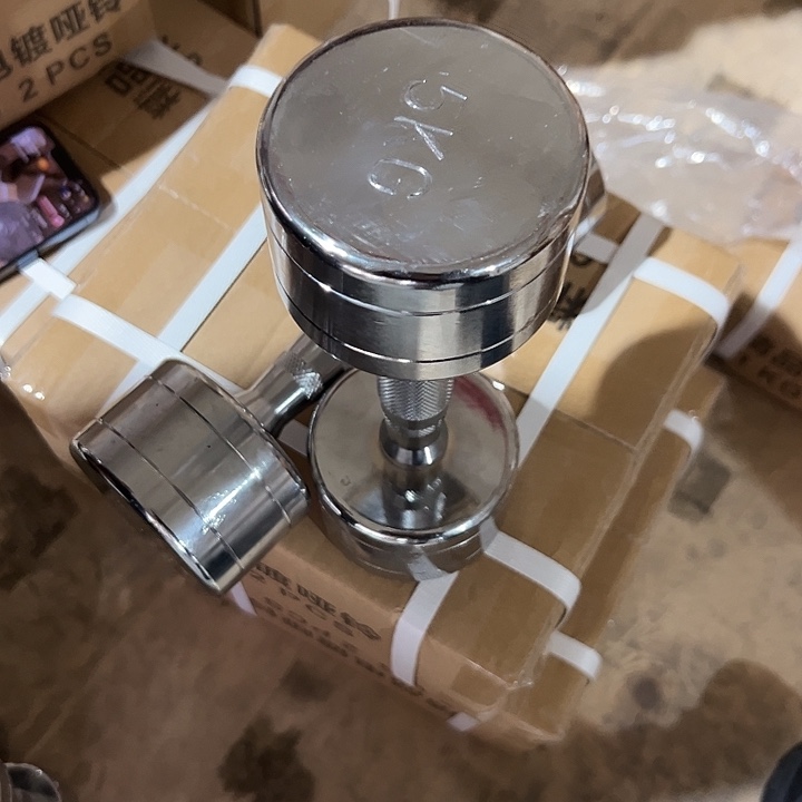 全新电镀纯钢小哑铃5公斤一对