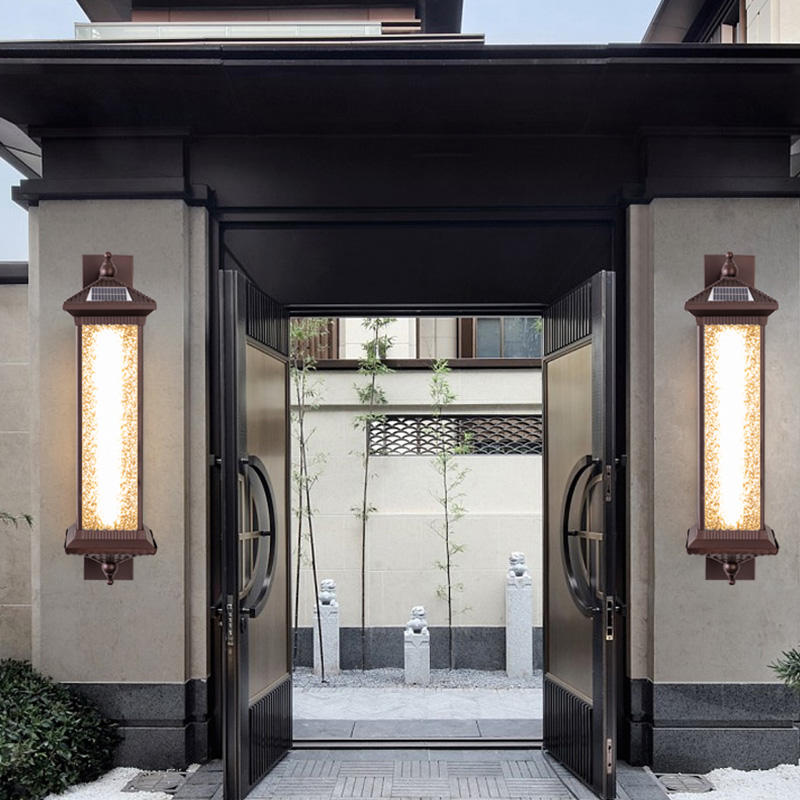 中式户外壁灯太阳能庭院围墙入户门口灯室外防水阳台别墅大门壁灯