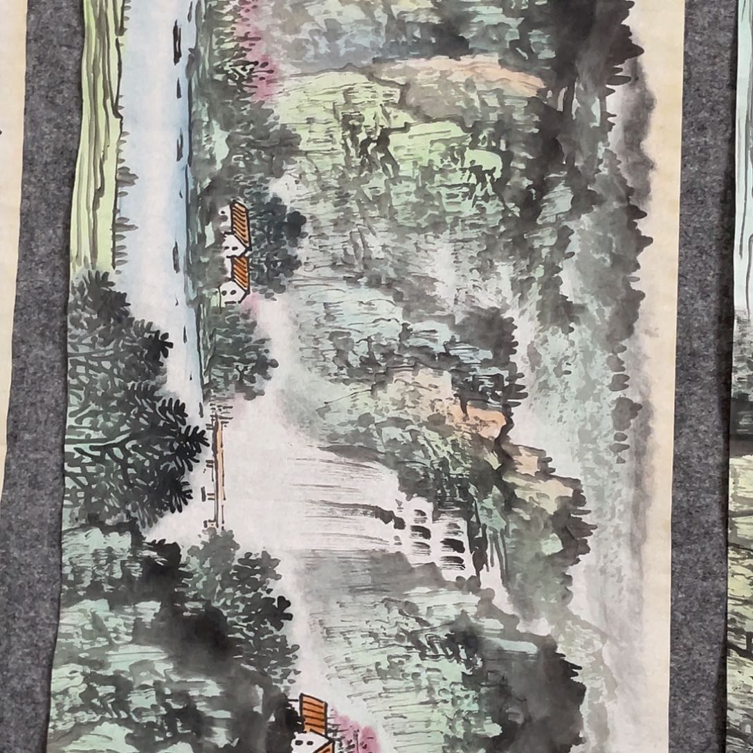 浮***）国画四尺对开画芯 捡漏