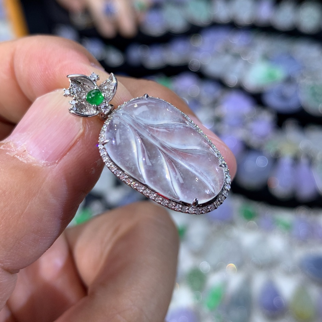 翡翠18K金镶嵌吊坠(不含链)