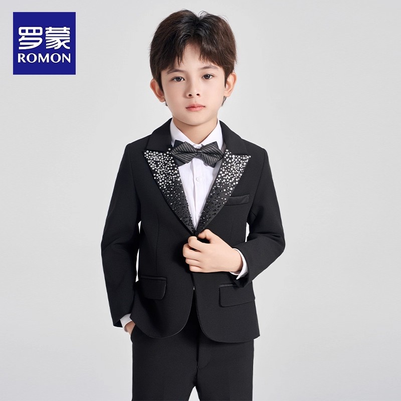 Romon/罗蒙男童西装套装小西服钢琴演出服英伦风花童礼服主持人