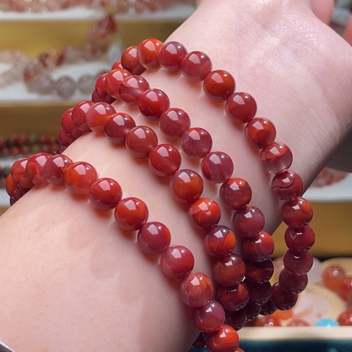 南红玛瑙牛血红多圈 8+ 2998未镶嵌