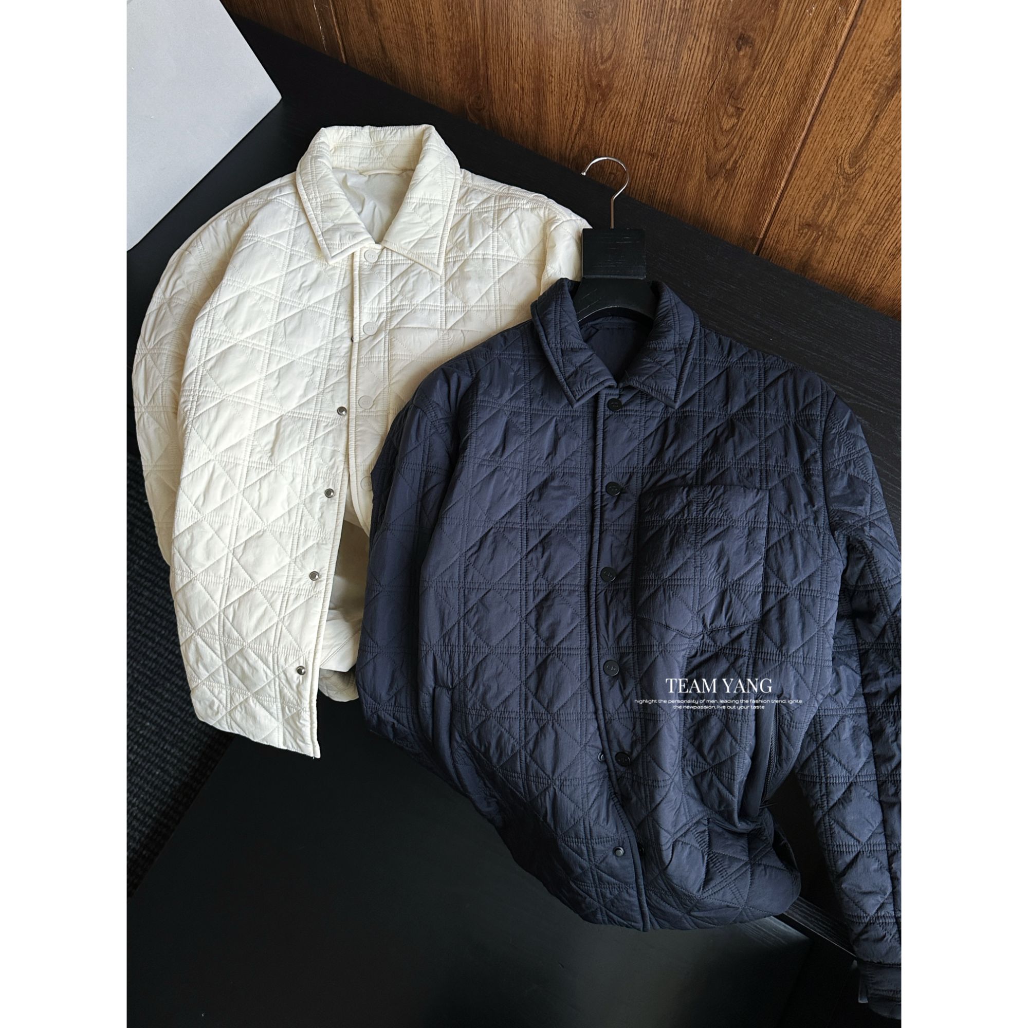 Team Yang-早秋新品经典藤格纹D家轻奢高品质老钱风气质棉服6079