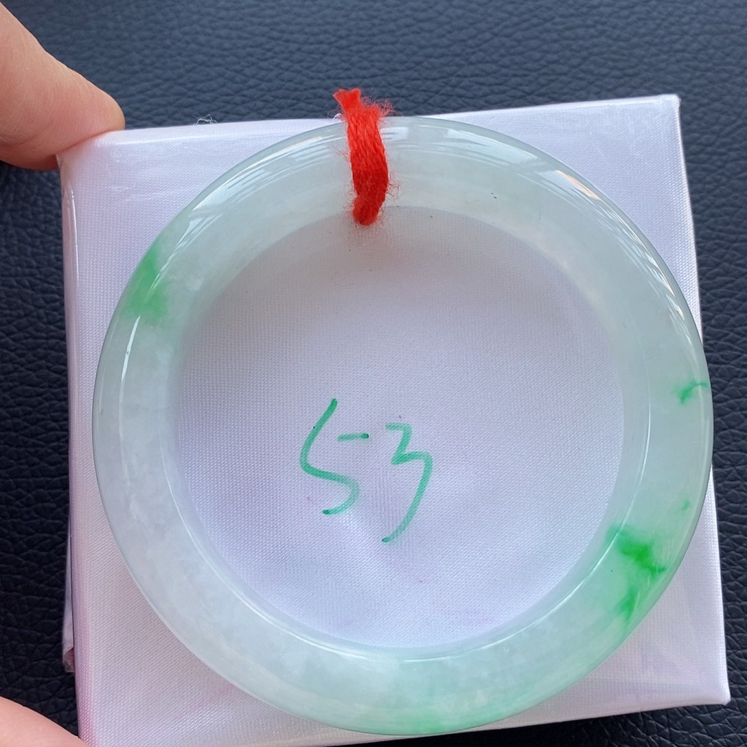 翡翠手镯未镶嵌12起冰飘阳绿花12