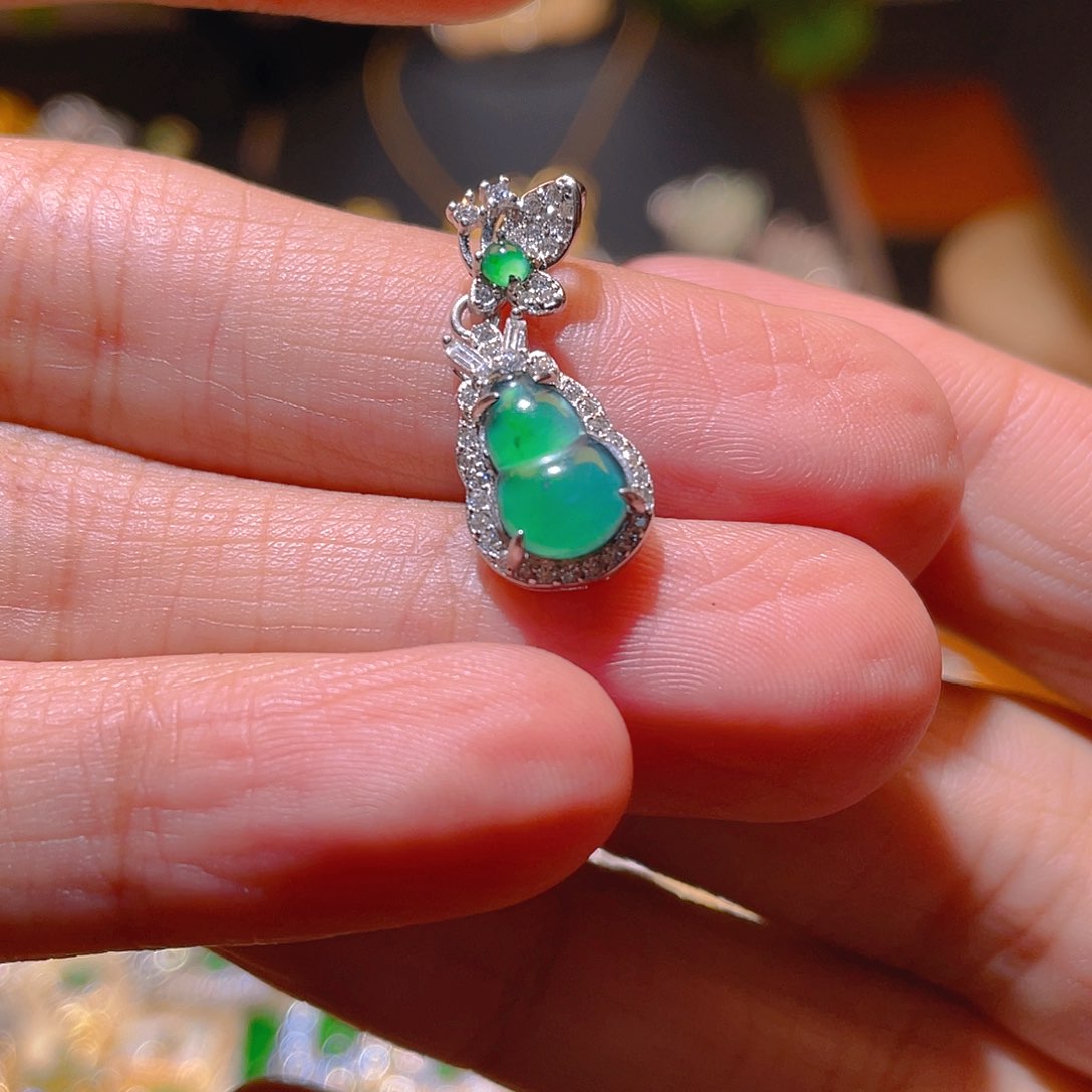 翡翠银S925镶嵌吊坠(不含链)