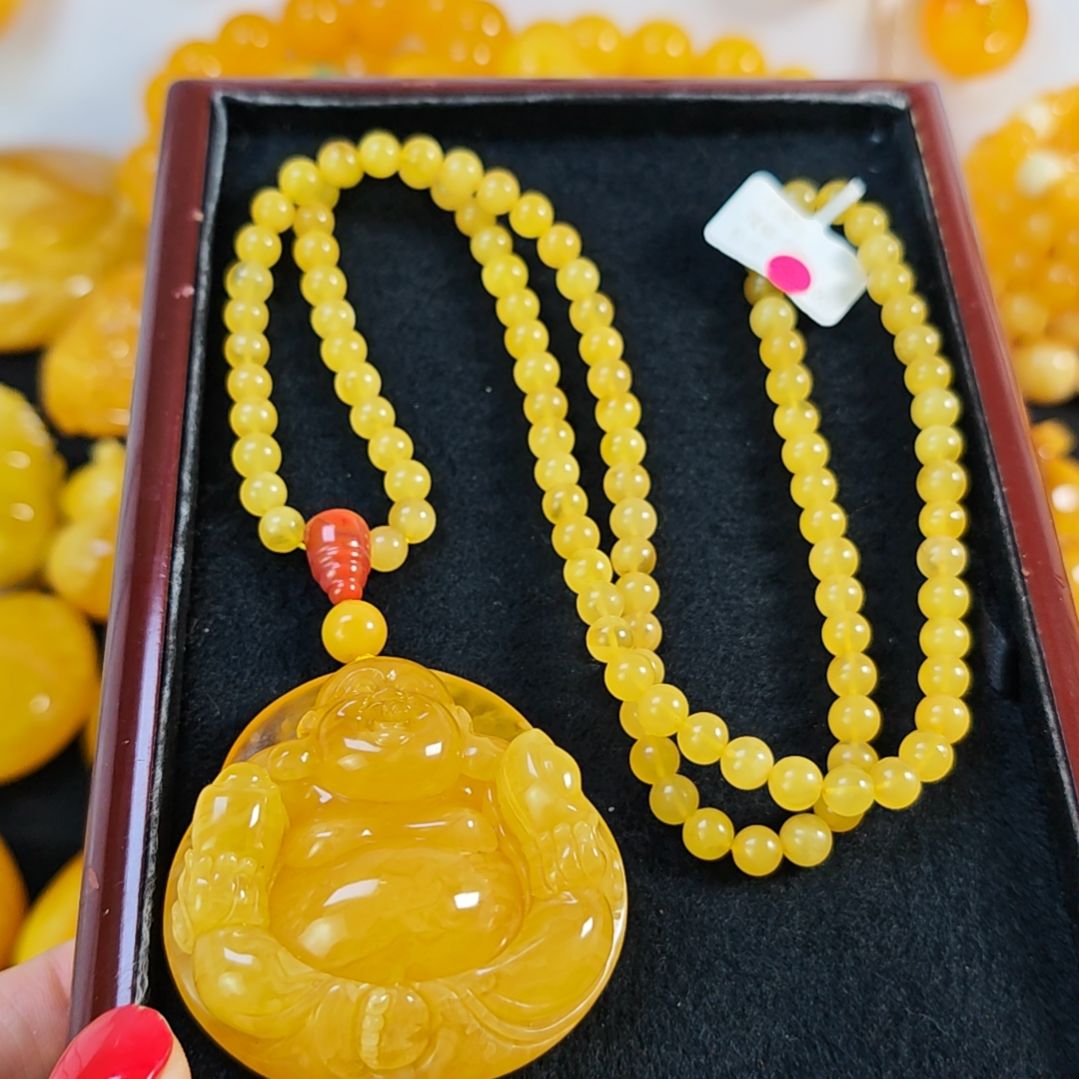 蜜蜡毛衣链未镶嵌毛衣链吊坠