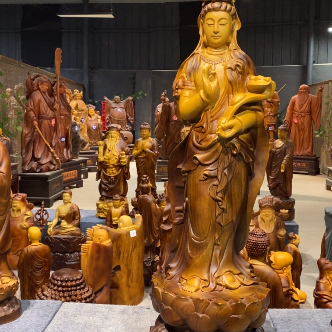 星***原香樟木90高如意观音大师打版款