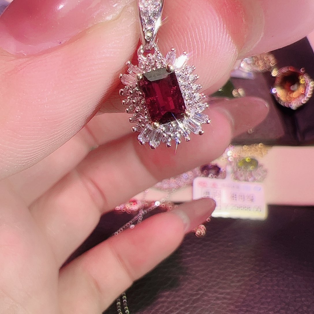 碧玺碧玺吊坠银S925镶嵌