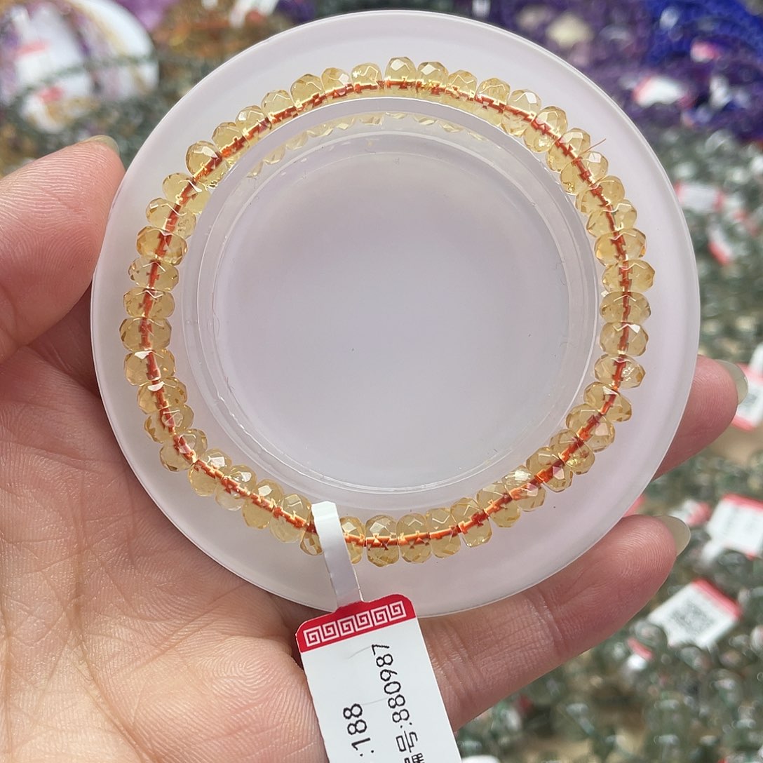 水晶手链未镶嵌黄水晶刻面手链