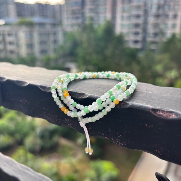 缅甸翡翠A货多宝米珠冰润起胶卡3+项链百搭时尚珠串