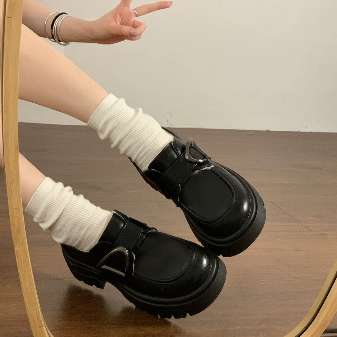 【张开心】自留款巨好穿加绒小皮鞋乐福鞋厚底单鞋圆头英伦女新款