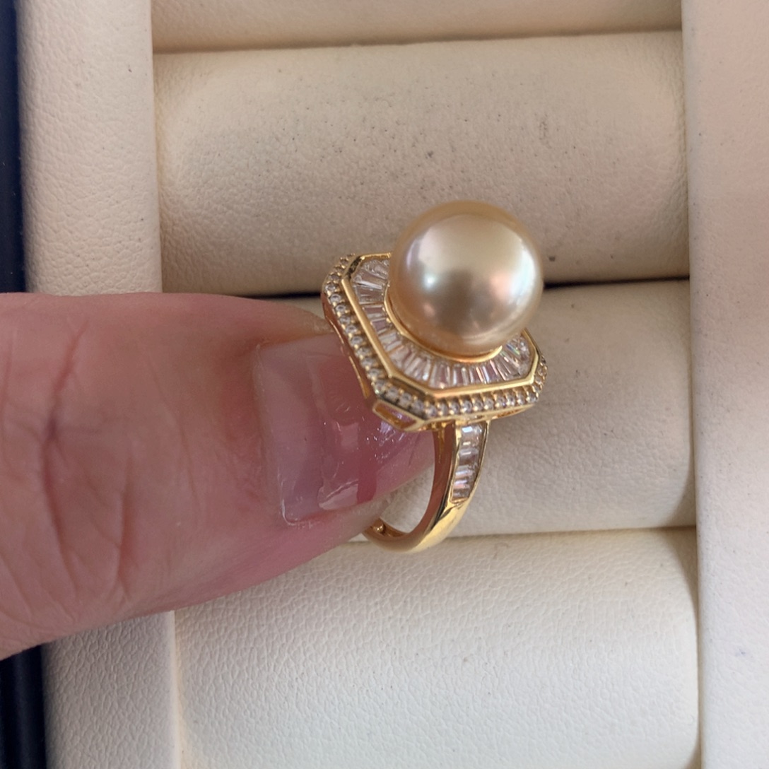 银S925镶嵌海水珍珠戒指