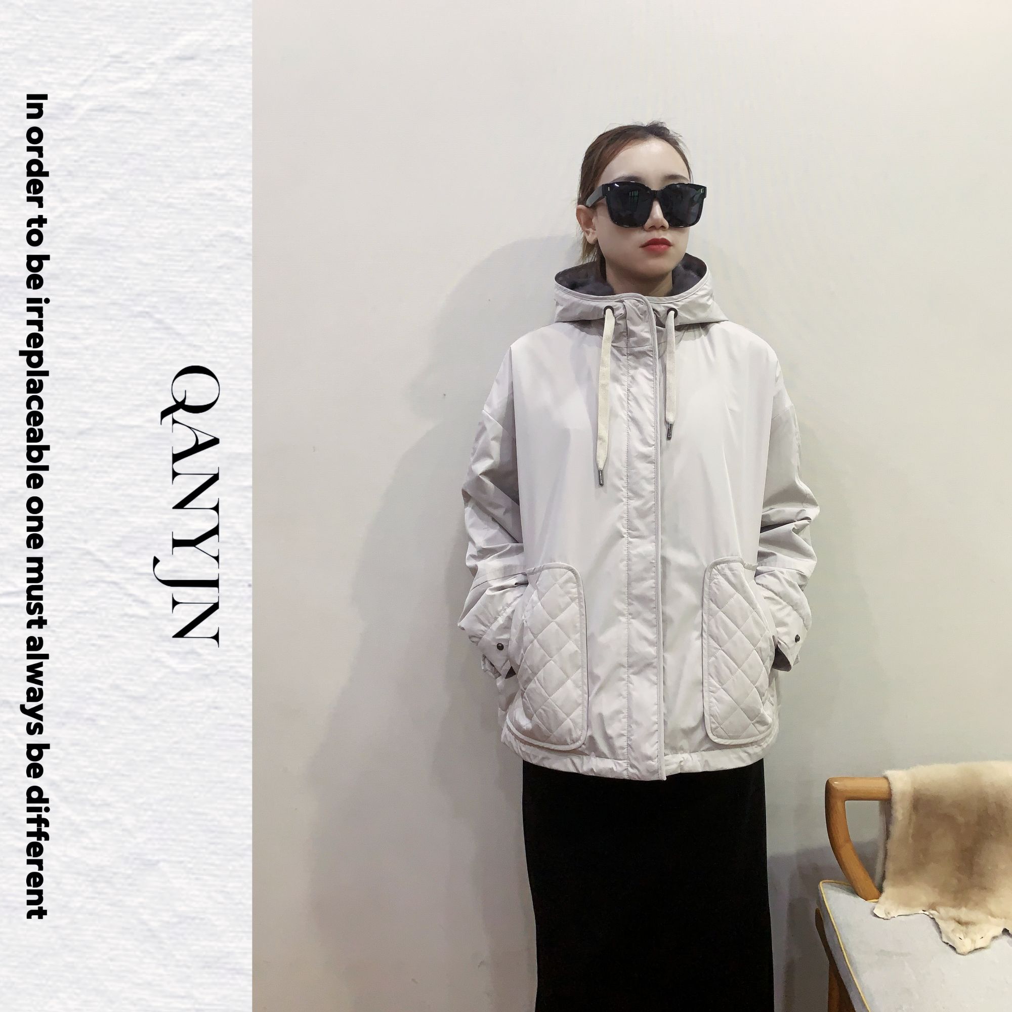 QYJ水貂派克服内胆可脱卸短款休闲