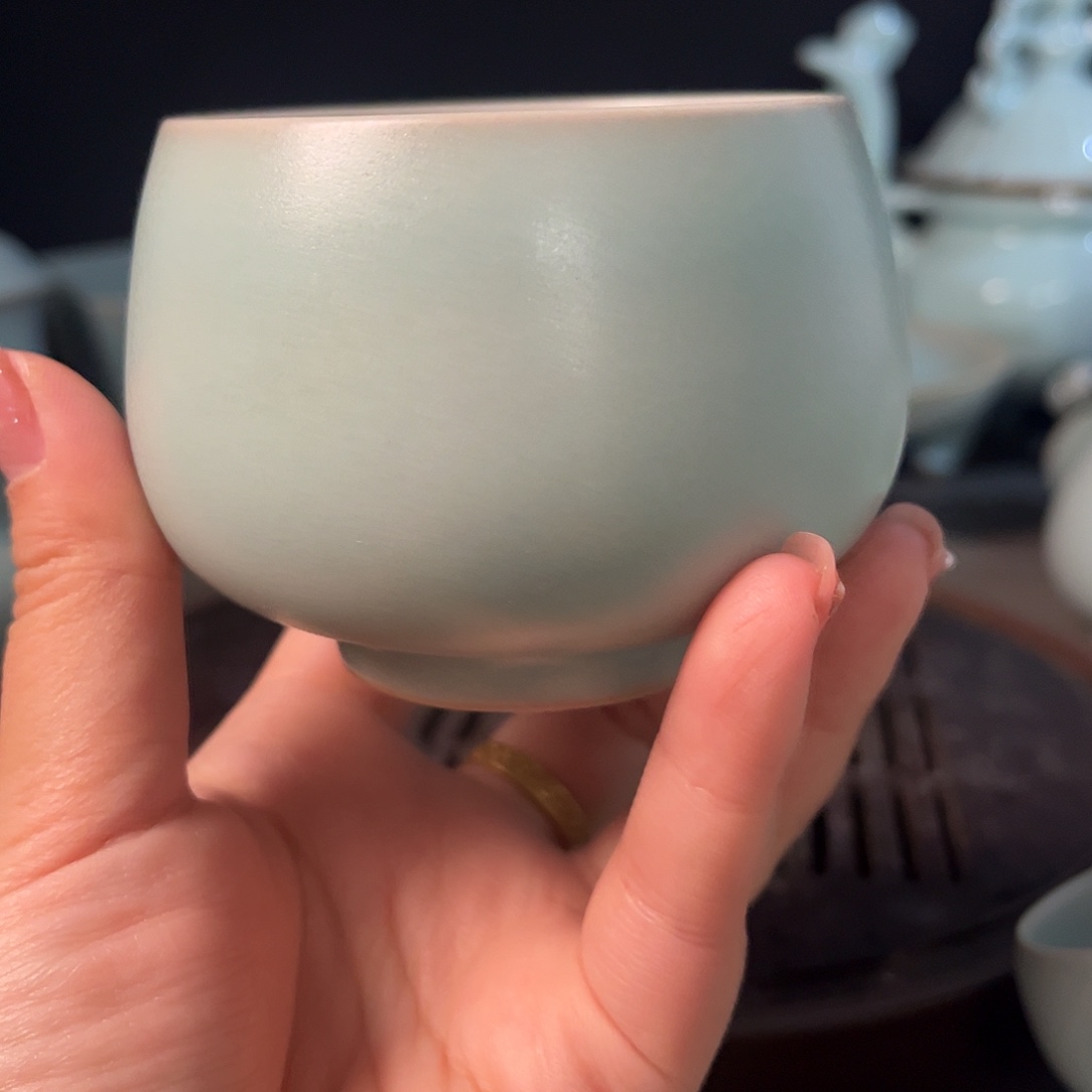 原矿仿古釉水龙蛋杯