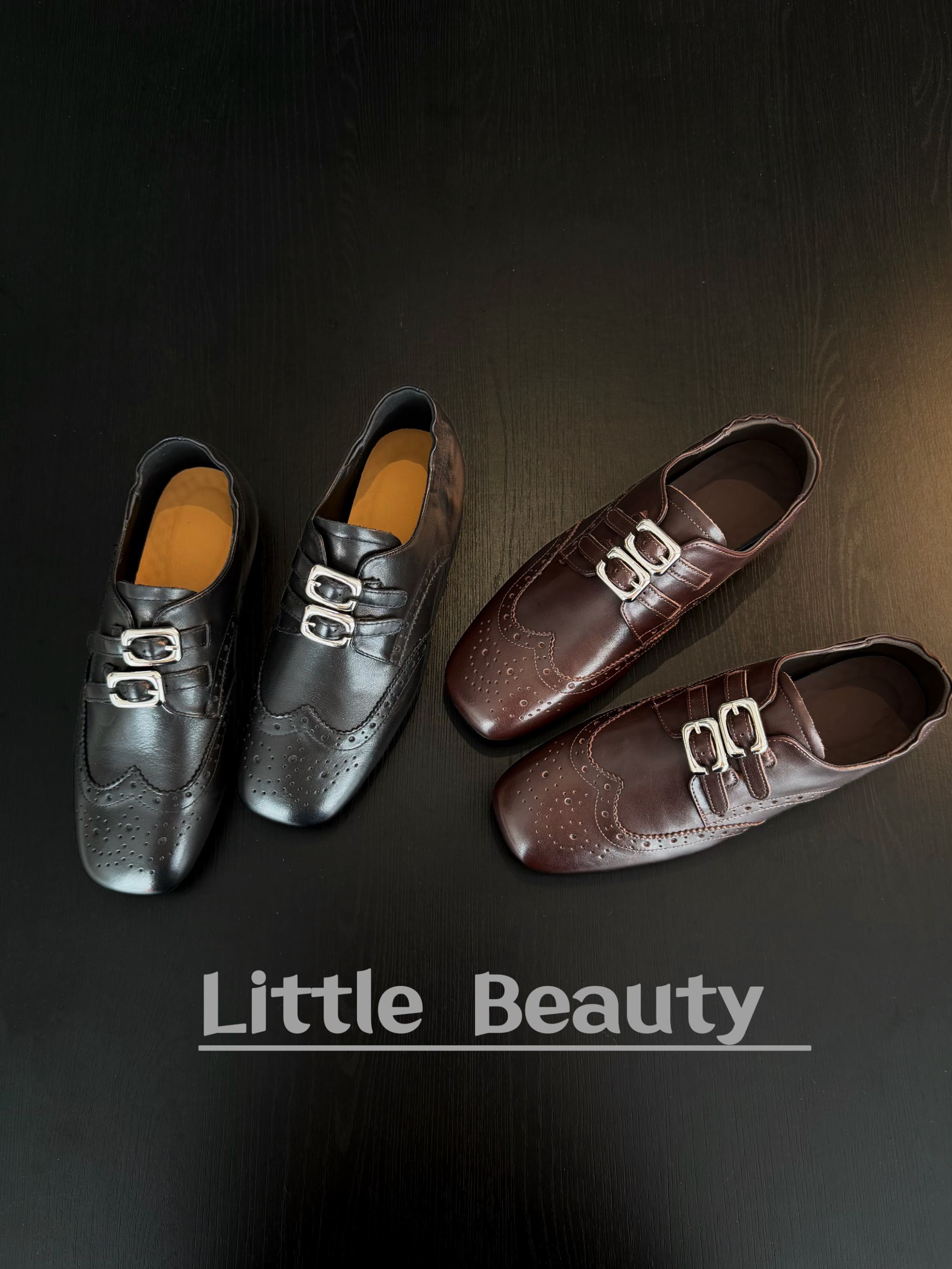 【小美家】头层牛皮双扣巴洛克乐福