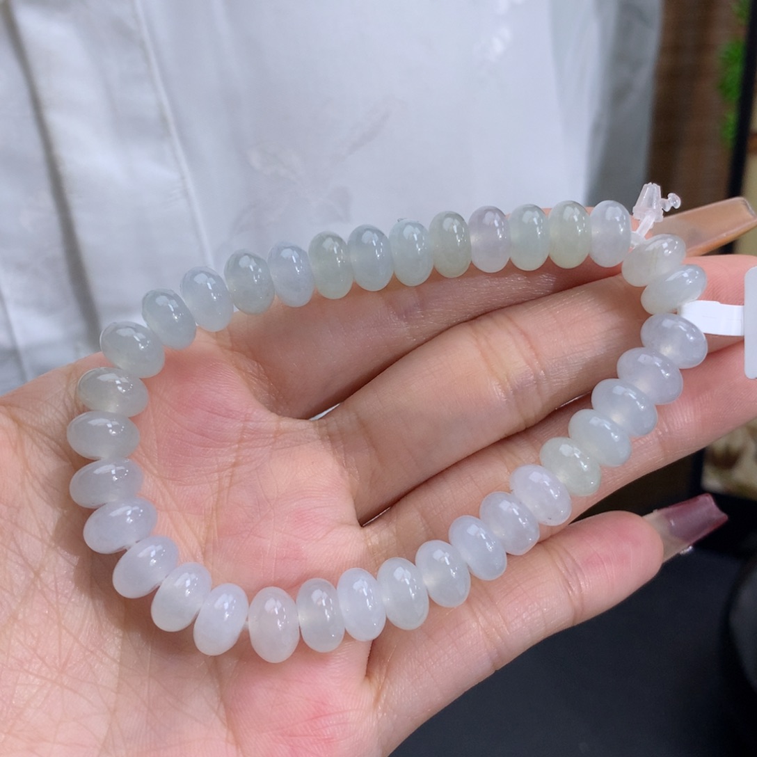 翡翠手链未镶嵌卡8.5冰胶鼓珠手串