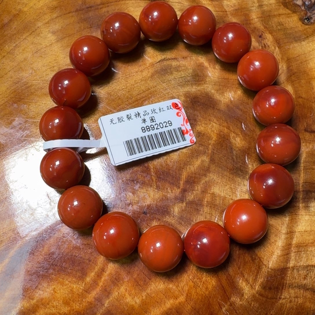 南红玛瑙未镶嵌手串玫红双色单圈