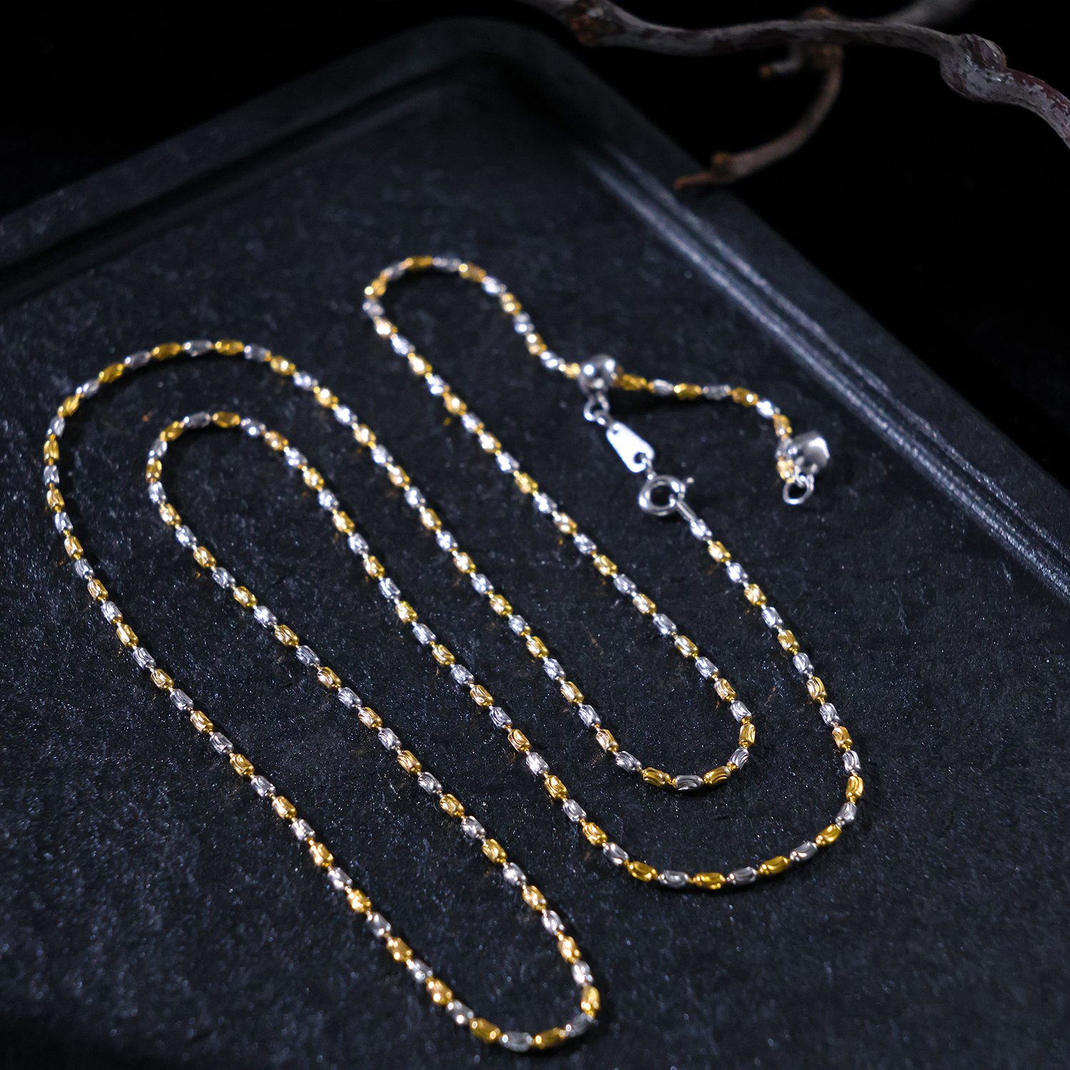 链子925银 【思嘉】穿搭 · 进口版本金银米粒链 | 多样性发一BA0150