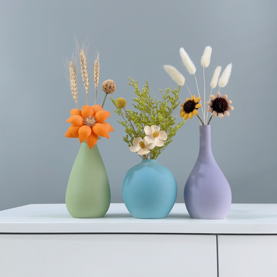 摆件陶瓷花瓶摆件含花总高约20-30cm