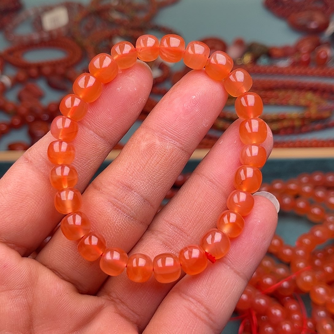 南红玛瑙未镶嵌手链冰红卡8