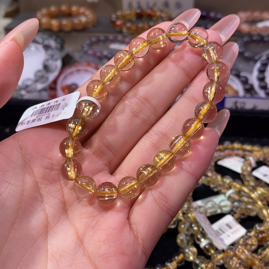 水晶手链未镶嵌金发晶8+