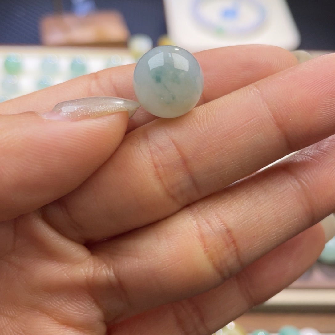 翡翠散珠福利漏 特色飘花圆珠12.7mm 无包容